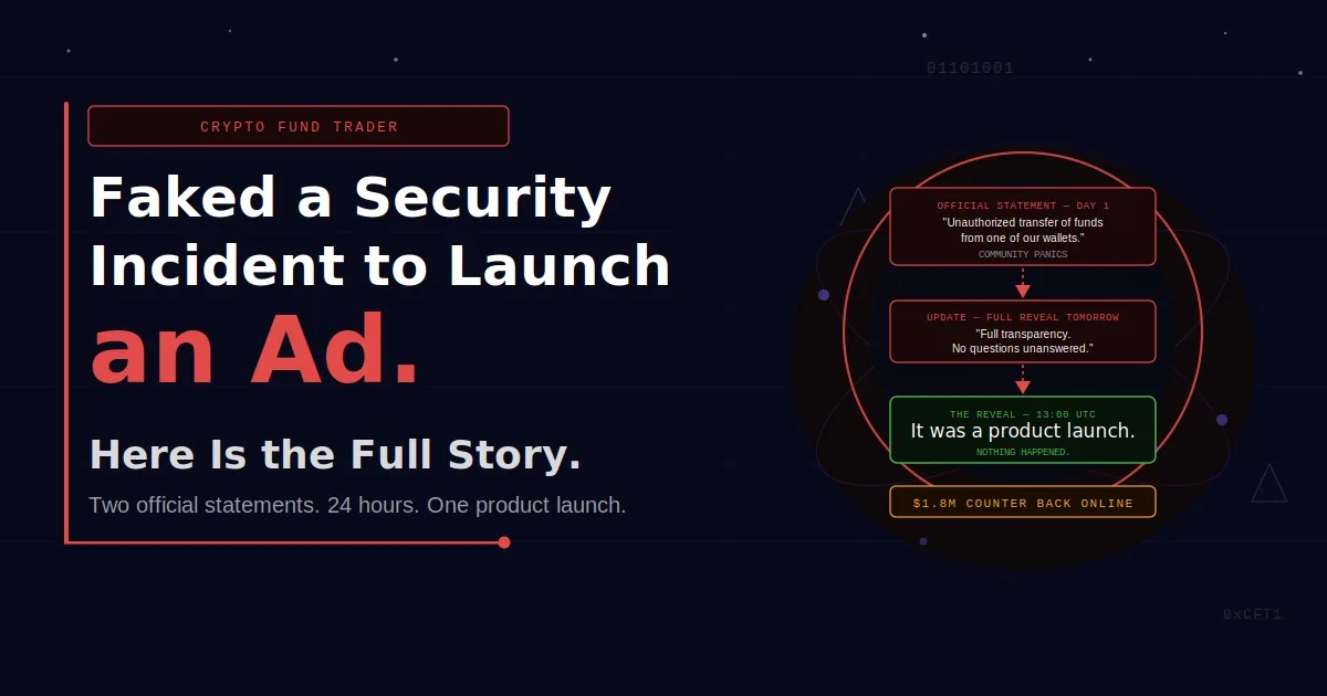 Crypto Fund Trader Staged a Fake Security Incident to Launch a New Product. What Actually Happened. 