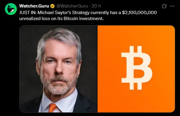 Watcher Guru on twitter talking about Saylor´s Strategy Source: X.com/WatcherGuru