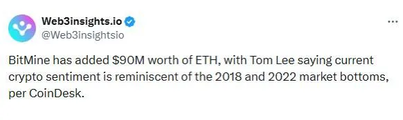 Web3insights.io tweet about BitMine