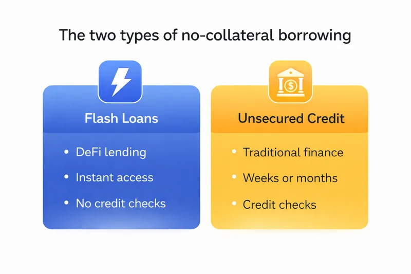 Two types of no collateral borrowing - Crypto loans without collateral